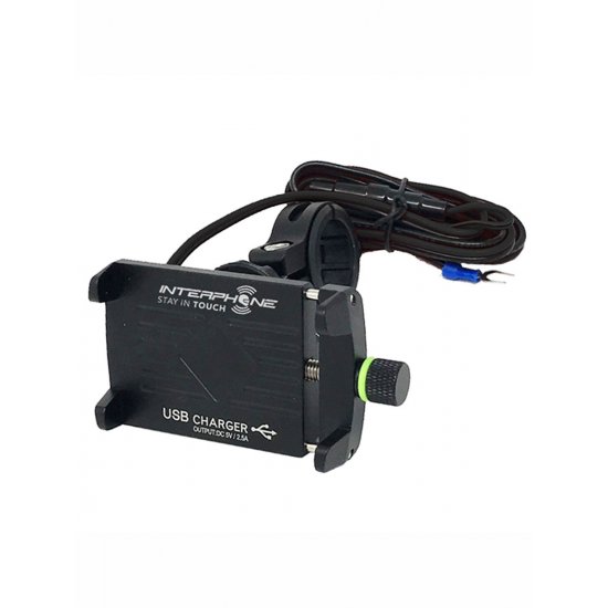 Interphone Aluminum Crab Holder With USB at JTS Biker Clothing