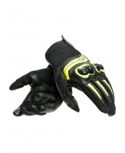 Black/Hi-Vis Yellow Dainese MIG 3 Leather Motorcycle Gloves at JTS Biker Clothing
