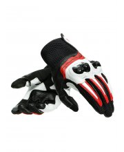 Black/White/Red Dainese MIG 3 Leather Motorcycle Gloves at JTS Biker Clothing