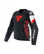 Black/Red Dainese Avro 5 Leather Motorcycle Jacket at JTS Biker Clothing