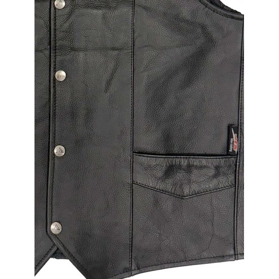 JTS Bikers Plain Leather Waistcoat at JTS Biker Clothing