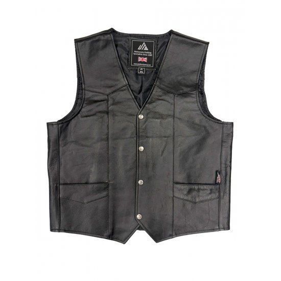 JTS Bikers Plain Leather Waistcoat at JTS Biker Clothing