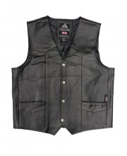JTS Bikers Plain Leather Waistcoat at JTS Biker Clothing