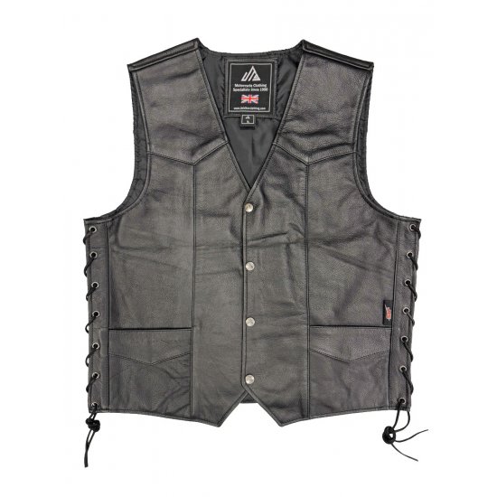 JTS Bikers Laced Sided Leather Waistcoat at JTS Biker Clothing