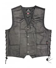 JTS Bikers Laced Sided Leather Waistcoat at JTS Biker Clothing