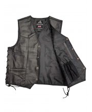 JTS Bikers Laced Sided Leather Waistcoat at JTS Biker Clothing